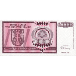 Croatie - Krajina - Pick R14 - 50'000'000 dinara - Série A - 1993 - Etat : NEUF