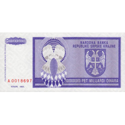 Croatie - Krajina - Pick R18 - 5'000'000'000 dinara - Série A - 1993 - Etat : NEUF