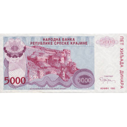 Croatie - Krajina - Pick R20 - 5'000 dinara - Série A - 1993 - Etat : NEUF