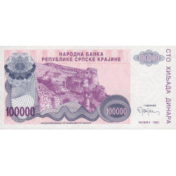 Croatie - Krajina - Pick R22 - 100'000 dinara - Série A - 1993 - Etat : NEUF