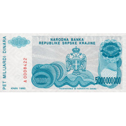 Croatie - Krajina - Pick R27 - 5'000'000'000 dinara - Série A - 1993 - Etat : NEUF