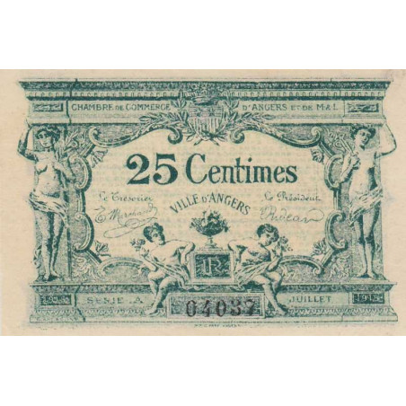 Angers (Maine-et-Loire) - Pirot 8-4 - 25 centimes - Série A - 11/1917 - Etat : SPL