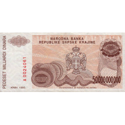 Croatie - Krajina - Pick R29 - 50'000'000'000 dinara - Série A - 1993 - Etat : TTB