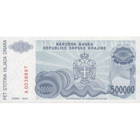 Croatie - Krajina - Pick R32 - 500'000 dinara - Série A - 1994 - Etat : NEUF