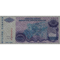 Croatie - Krajina - Pick R33 - 1'000'000 dinara - Série A - 1994 - Etat : NEUF