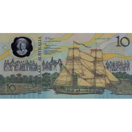 Australie - Pick 49a - 10 dollars - Série AA 10 - 26/01/1988 - Polymère commémoratif - Etat : NEUF