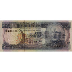 Barbade - Pick 36 - 2 dollars - Série H9 - 1987 - Etat : NEUF
