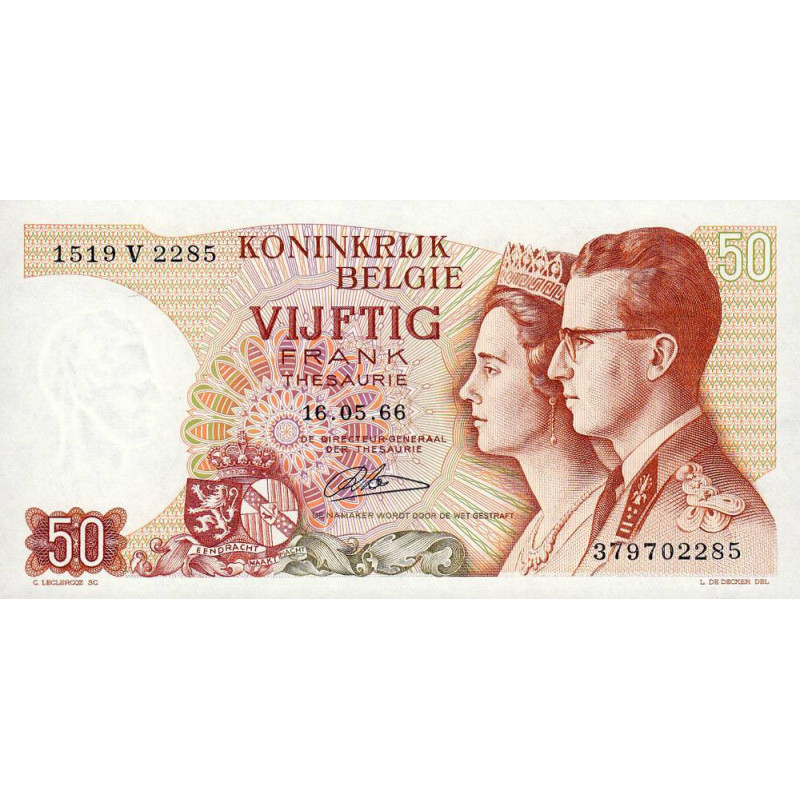 Belgique - Pick 139_4 - 50 francs - Série 1519 V - 15/06/1966 (1984) - Etat : NEUF