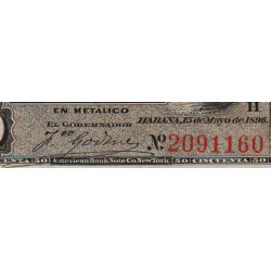 Cuba - Pick 46a - 50 centavos - Série H - 15/05/1896 - Etat : SUP