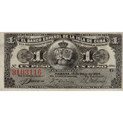 Cuba - Pick 47a - 1 peso - Série G - 15/05/1896 - Etat : SPL
