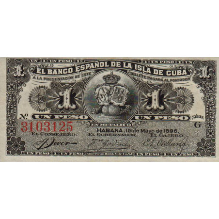 Cuba - Pick 47a - 1 peso - Série G - 15/05/1896 - Etat : NEUF