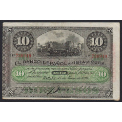 Cuba - Pick 49d_1 - 10 pesos - Série E - 15/05/1896 - Etat : TTB