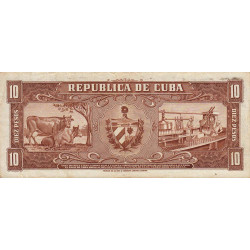 Cuba - Pick 88b - 10 pesos - Série H A - 1958 - Etat : TTB