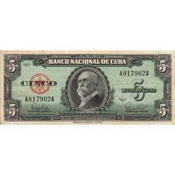 Cuba - Pick 92a - 5 pesos - 1960 - Etat : TB+