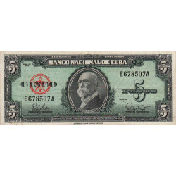 Cuba - Pick 92a - 5 pesos - 1960 - Etat : TTB