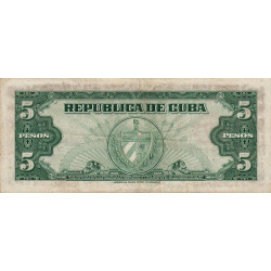 Cuba - Pick 92a - 5 pesos - Série E A - 1960 - Etat : TTB