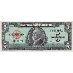 Cuba - Pick 92a - 5 pesos - 1960 - Etat : NEUF
