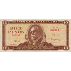 Cuba - Pick 104d - 10 pesos - 1988 - Etat : TTB