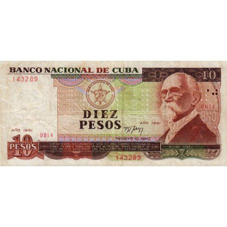 Cuba - Pick 109a - 10 pesos - Série DB 14 - 1991 - Etat : TB