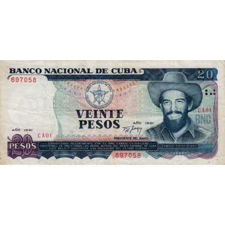 Cuba - Pick 110a - 20 pesos - Série CA 01 - 1991 - Etat : TTB
