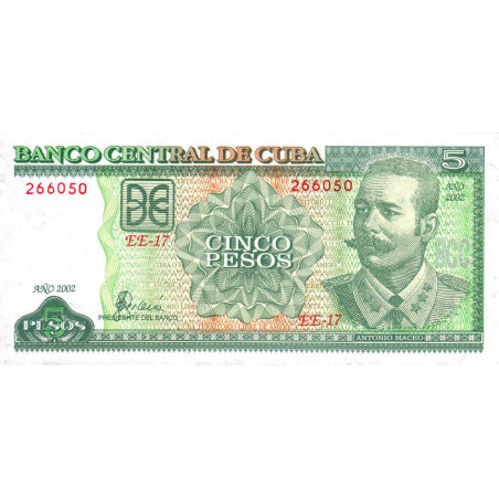 Cuba - Pick 116e - 5 pesos - Série EE-17 - 2002 - Etat : NEUF