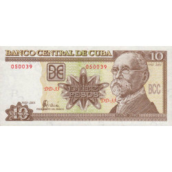 Cuba - Pick 117d - 10 pesos - 2001 - Etat : SUP