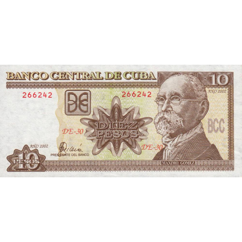 Cuba - Pick 117e - 10 pesos - Série DE-30 - 2002 - Etat : SPL