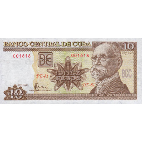 Cuba - Pick 117e - 10 pesos - Série DE-81 - 2002 - Etat : NEUF