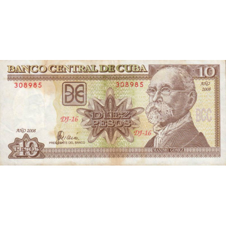 Cuba - Pick 117j - 10 pesos - Série DJ-16 - 2008 - Etat : TB