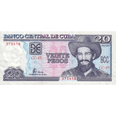 Cuba - Pick 118c - 20 pesos - Série CC-49 - 2001 - Etat : TB+