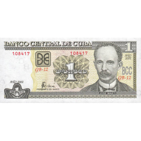 Cuba - Pick 121b - 1 peso - Série GB-12 - 2002 - Etat : NEUF