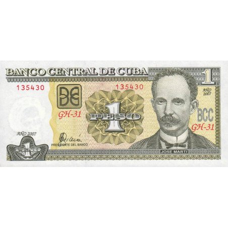 Cuba - Pick 121g - 1 peso - Série GH-31 - 2007 - Etat : NEUF