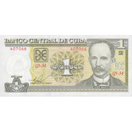 Cuba - Pick 121i - 1 peso - Série GJ-34 - 2009 - Etat : NEUF