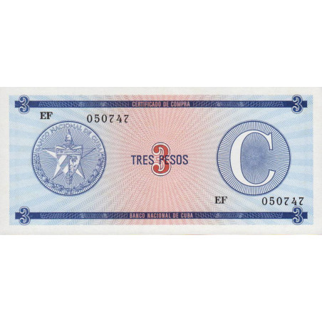 Cuba - Pick FX 20 - 3 pesos - Emission C - Série EF - 1991 - Etat : NEUF