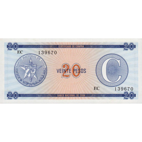 Cuba - Pick FX 23 - 20 pesos - Emission C - Série EC - 1991 - Etat : NEUF