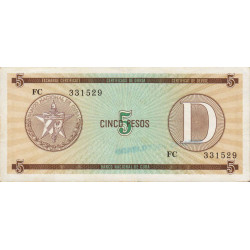 Cuba - Pick FX 34 - 5 pesos - 1990 - Série D - Etat : TTB