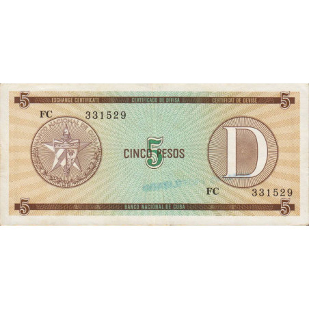 Cuba - Pick FX 34_2 - 5 pesos - Emission D - Série FC - 1991 - Etat : TTB