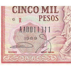 Chili - Pick 155b_4ar (remplacement) - 5'000 pesos - Série AA - 1989 - Etat : TTB