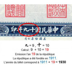 Chine - Cent. B. of China - Shanghai - Pick 332_2 - 500 customs gold units - Série UH - 1930 - Etat : SPL