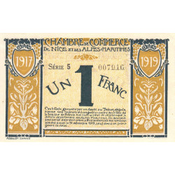Nice - Pirot 91-05a - 1 franc - Série 5 - 25/04/1917 - Etat : pr.NEUF