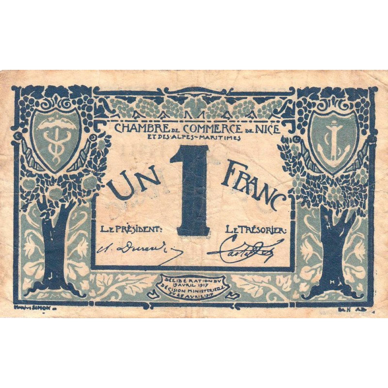Nice - Pirot 91-07 - 1 franc - Série 49 - 25/04/1917 - Emission 1920 - Etat : TB-