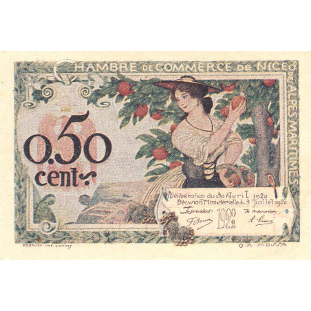 Nice - Pirot 91-09 - 50 centimes - Série 143 - 30/04/1920 - Etat : SUP+