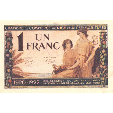 Nice - Pirot 91-11 - 1 franc - Série 95 - 30/04/1920 - Etat : SPL