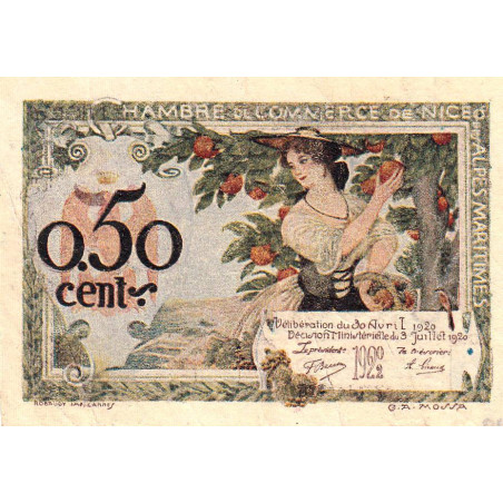 Nice - Pirot 91-14 - 50 centimes - Série 315 - 30/04/1920 - Etat : TTB+