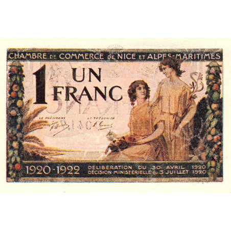 Nice - Pirot 91-15 - 1 franc - Série 144 - 30/04/1920 - Etat : SPL