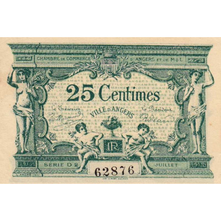 Angers (Maine-et-Loire) - Pirot 8-8 - 25 centimes - Série D2 - 11/1917 - Etat : SPL