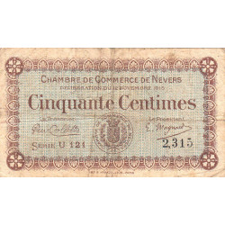 Nevers - Pirot 90-1 - 50 centimes - Série U 121 - 12/11/1915 - Etat : B