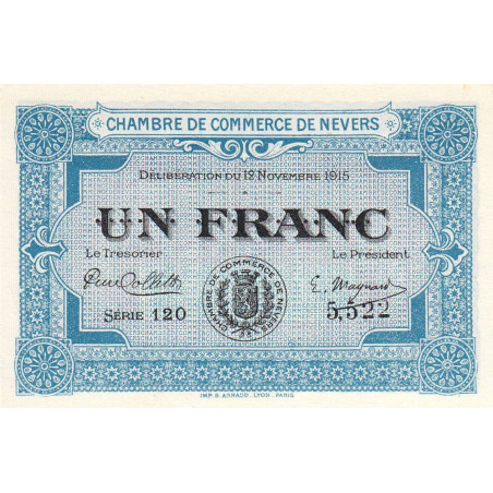 Nevers - Pirot 90-7 - 1 franc - Série 120 - 12/11/1915 - Etat : NEUF
