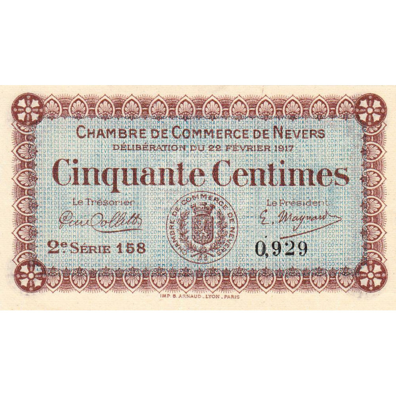 Nevers - Pirot 90-12 - 50 centimes - 2e série 158  - 22/02/1917 - Etat : NEUF