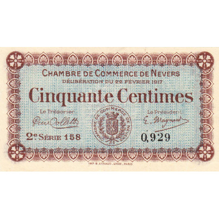 Nevers - Pirot 90-12 - 50 centimes - 2e série 158  - 22/02/1917 - Etat : NEUF